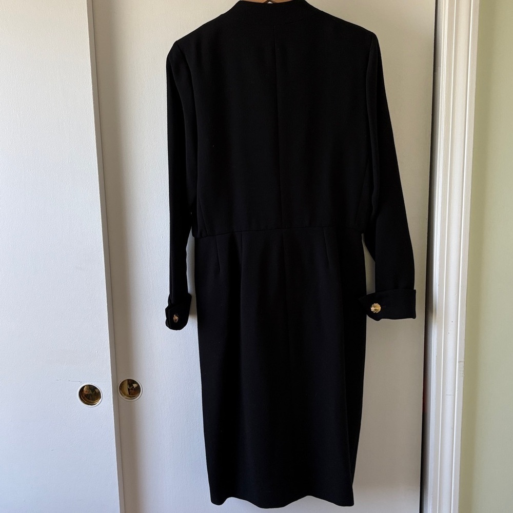 Yves Saint Laurent Encore Vintage Black Wool Crepe Dress 12 - Picture 8 of 14